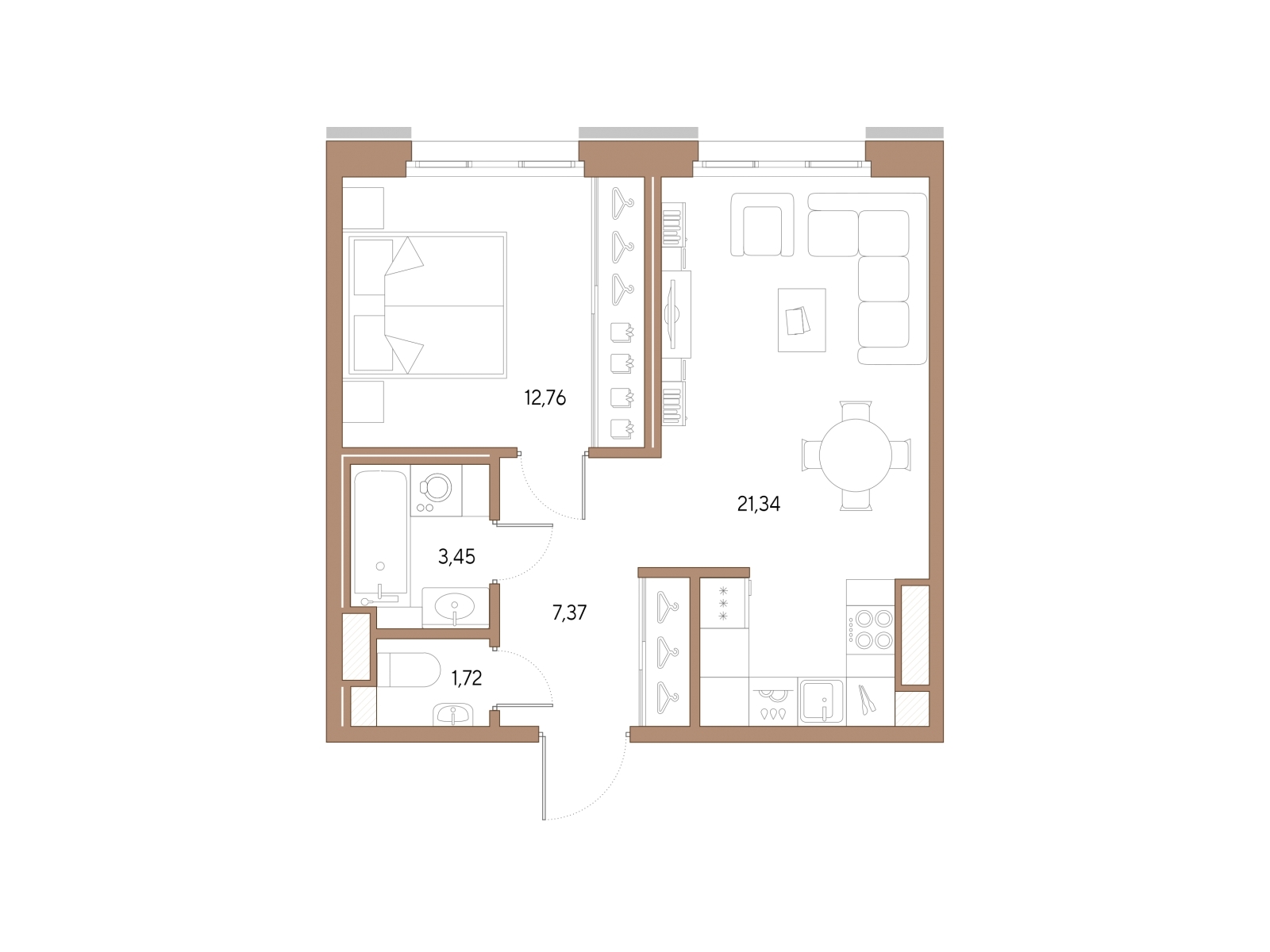 2-комнатная квартира с отделкой в ЖК Черная Речка, 41 на 9 этаже в 1 секции. Сдача в 2 кв. 2025 г.