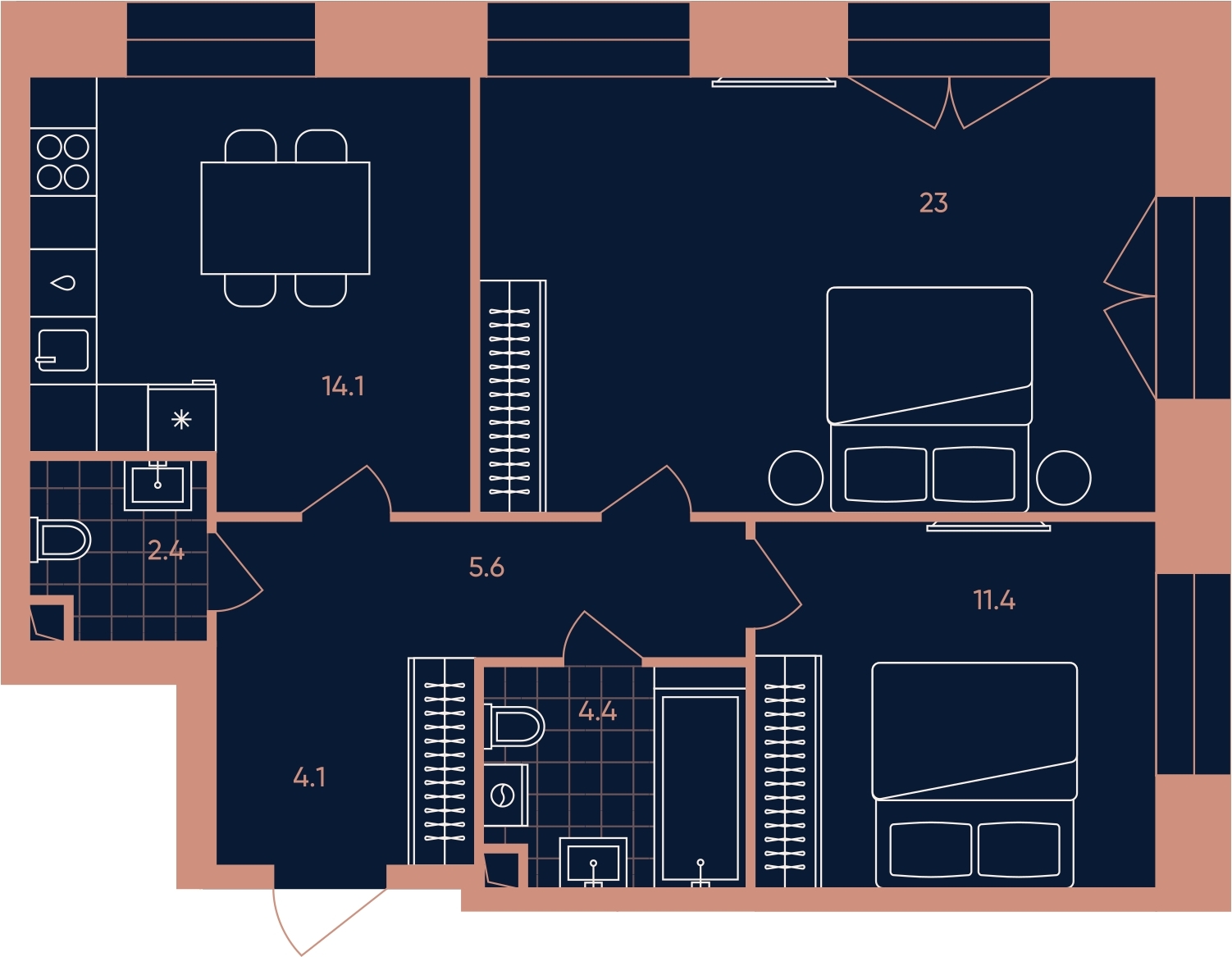 3-комнатная квартира в ЖК Преображенская площадь на 17 этаже в 4 секции. Сдача в 3 кв. 2024 г.