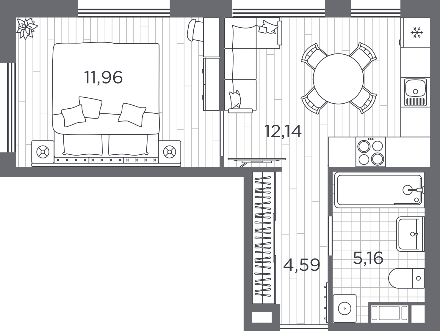 2-комнатная квартира с отделкой в ЖК Новые Ватутинки. Заречный на 8 этаже в 8 секции. Сдача в 1 кв. 2025 г.