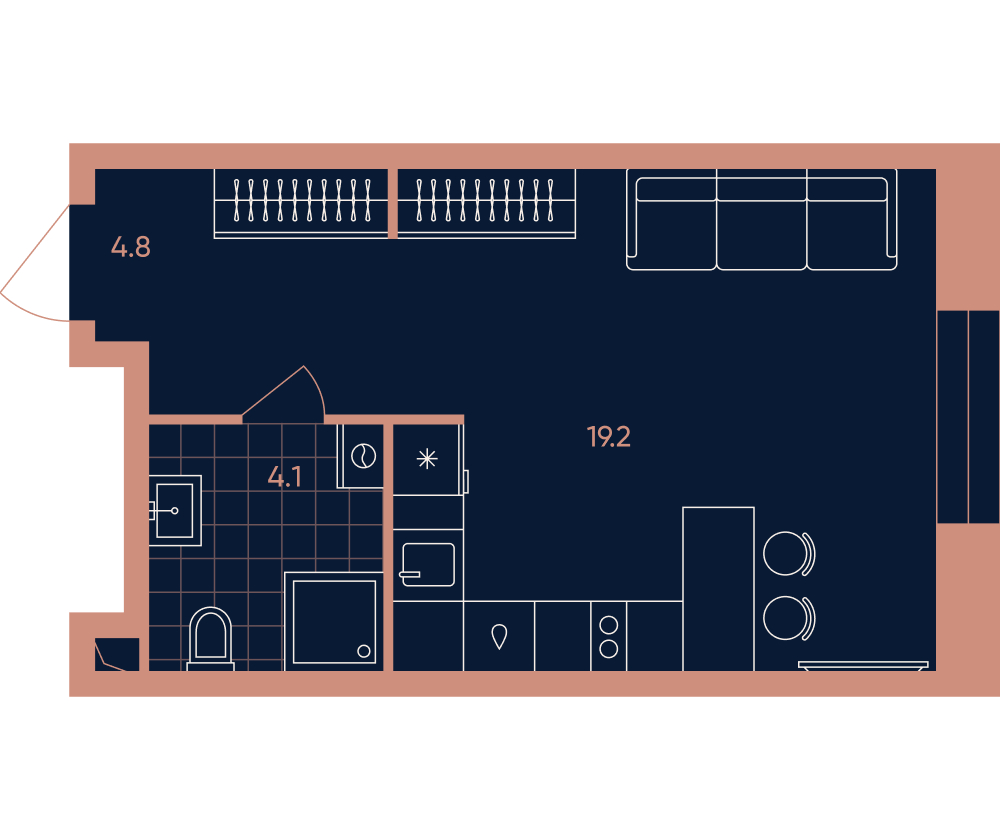 1-комнатная квартира с отделкой в ЖК PLUS Пулковский на 2 этаже в 2 секции. Сдача в 4 кв. 2025 г.