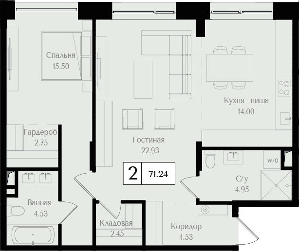 4-комнатная квартира с отделкой в ЖК Дизайнерский дом Eleven (11) на 13 этаже в 1 секции. Сдача в 1 кв. 2022 г.
