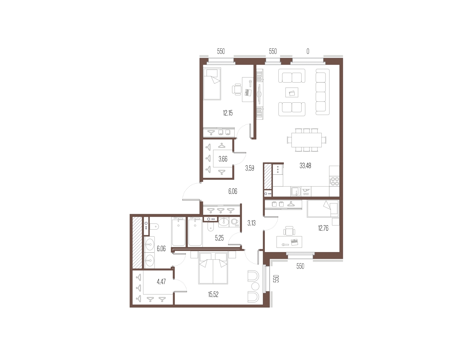 1-комнатная квартира (Студия) с отделкой в ЖК PLUS Пулковский на 3 этаже в 2 секции. Сдача в 4 кв. 2025 г.