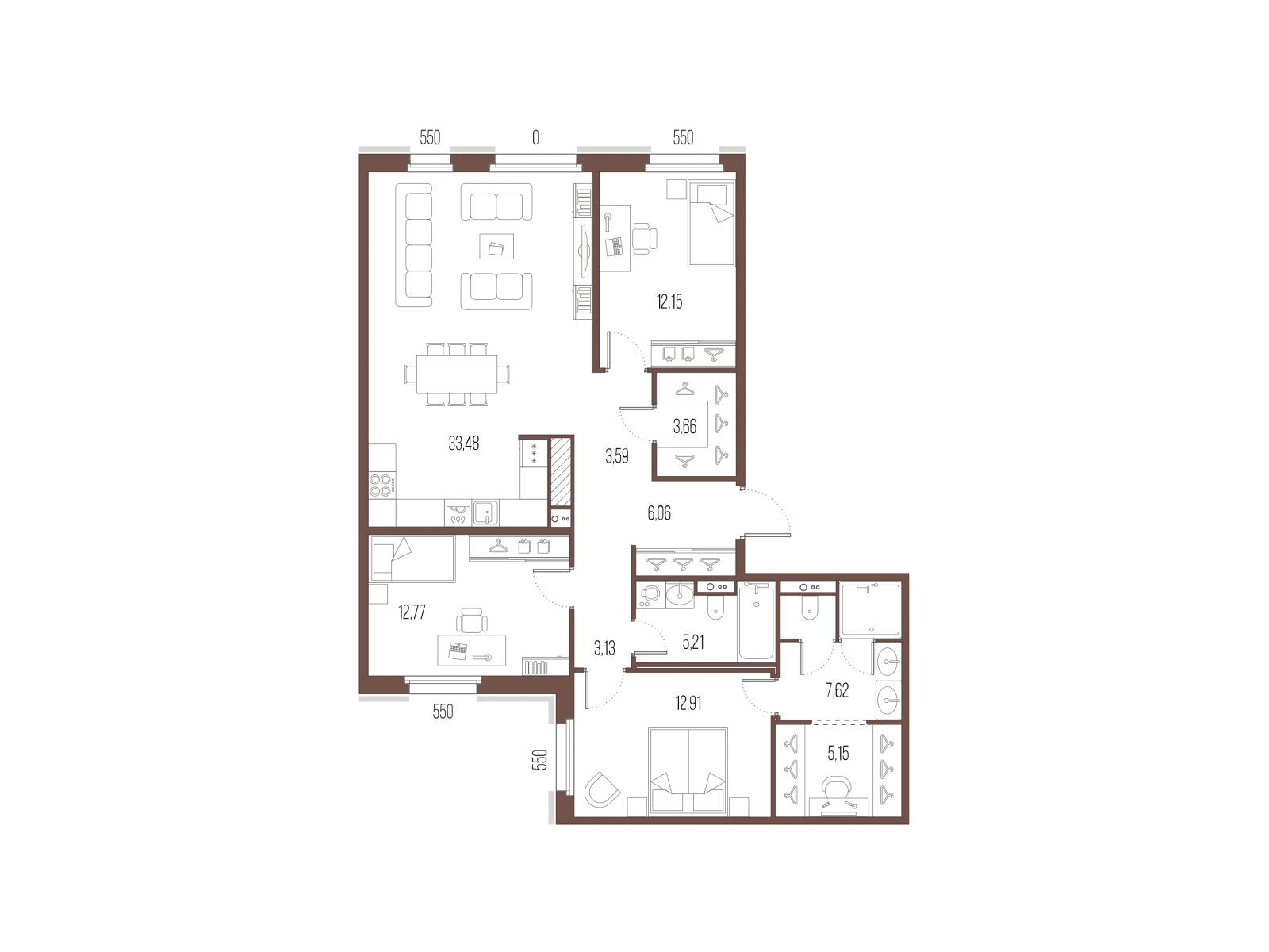 1-комнатная квартира (Студия) с отделкой в ЖК PLUS Пулковский на 3 этаже в 1 секции. Сдача в 4 кв. 2025 г.