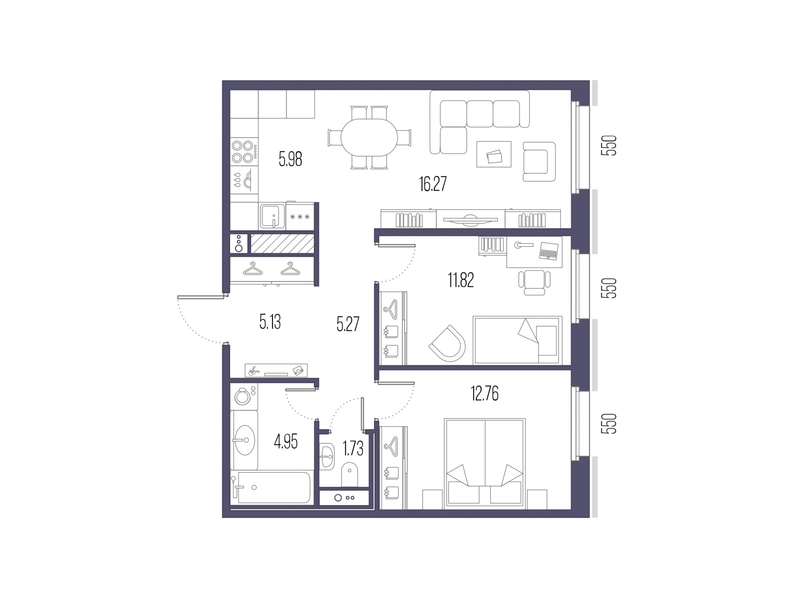 3-комнатная квартира с отделкой в ЖК Деснаречье на 2 этаже в 5 секции. Сдача в 2 кв. 2026 г.