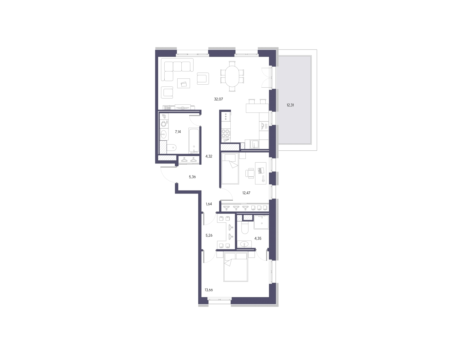 1-комнатная квартира (Студия) с отделкой в Veren Nort Сертолово на 8 этаже в 1 секции. Сдача в 1 кв. 2027 г.