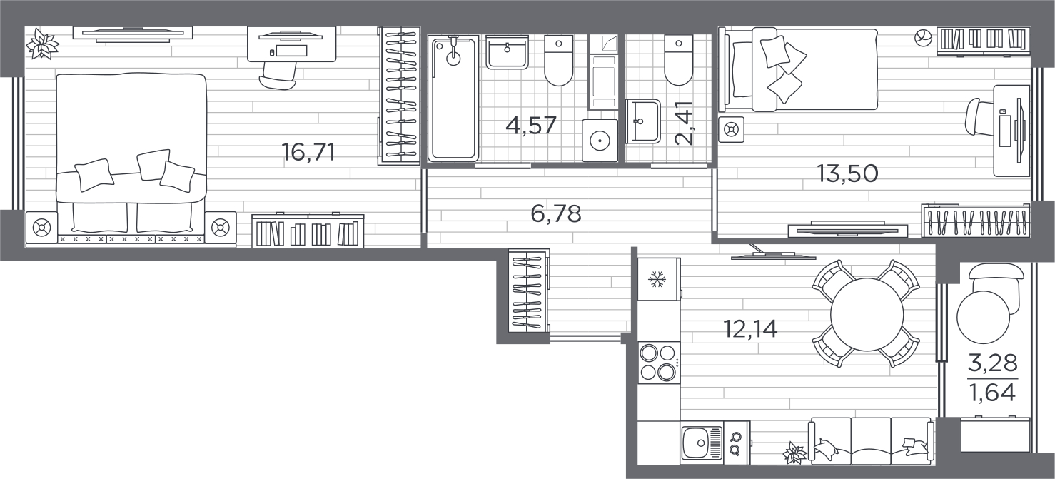 1-комнатная квартира (Студия) с отделкой в ЖК Речной порт на 1 этаже в 2 секции. Сдача в 2 кв. 2025 г.