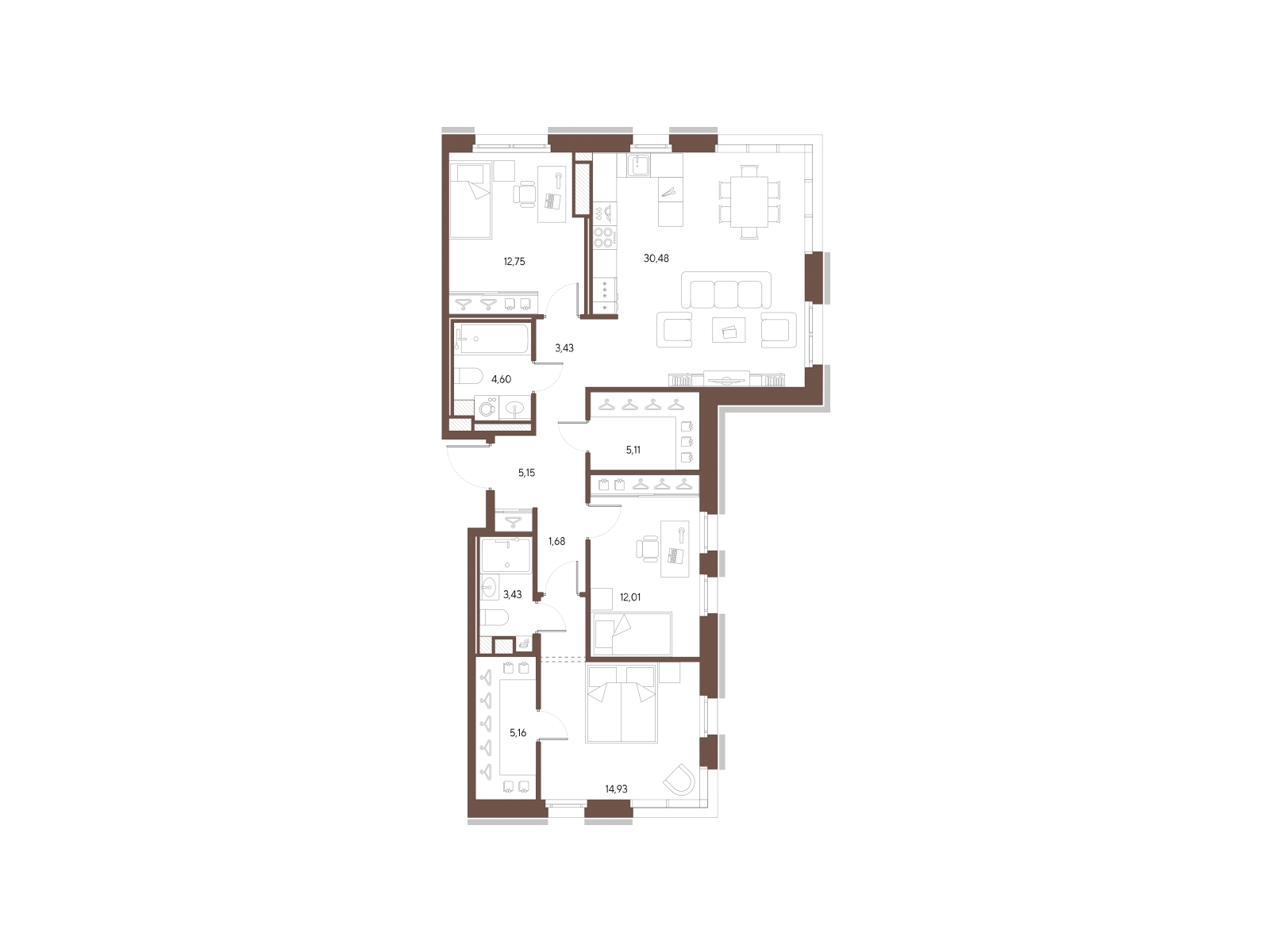 3-комнатная квартира в Veren Nort Сертолово на 3 этаже в 1 секции. Сдача в 1 кв. 2027 г.