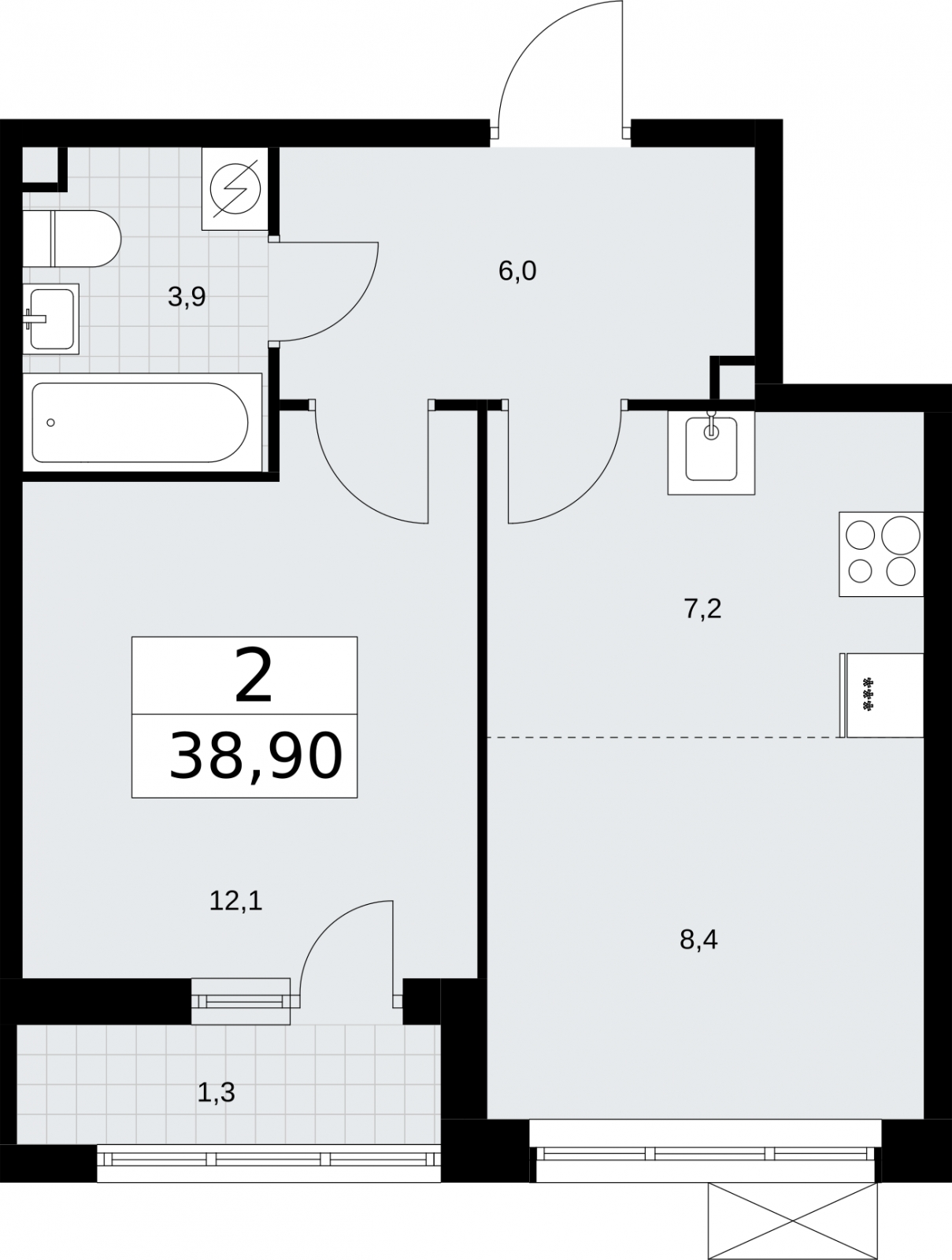 2-комнатная квартира с отделкой в ЖК Новые Ватутинки. Заречный на 10 этаже в 8 секции. Сдача в 1 кв. 2025 г.