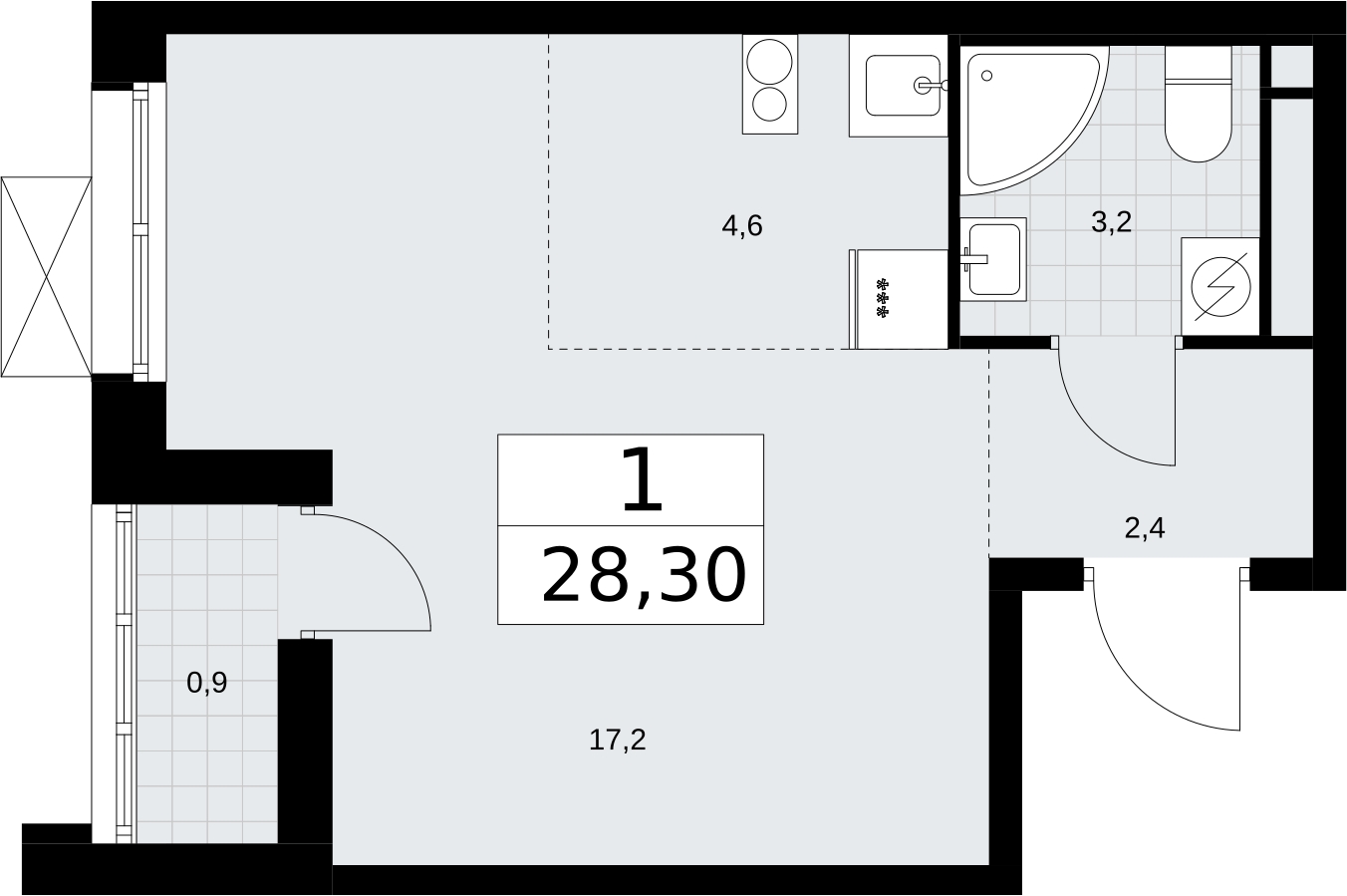1-комнатная квартира в ЖК Savin Premier на 5 этаже в 1 секции. Сдача в 1 кв. 2025 г.