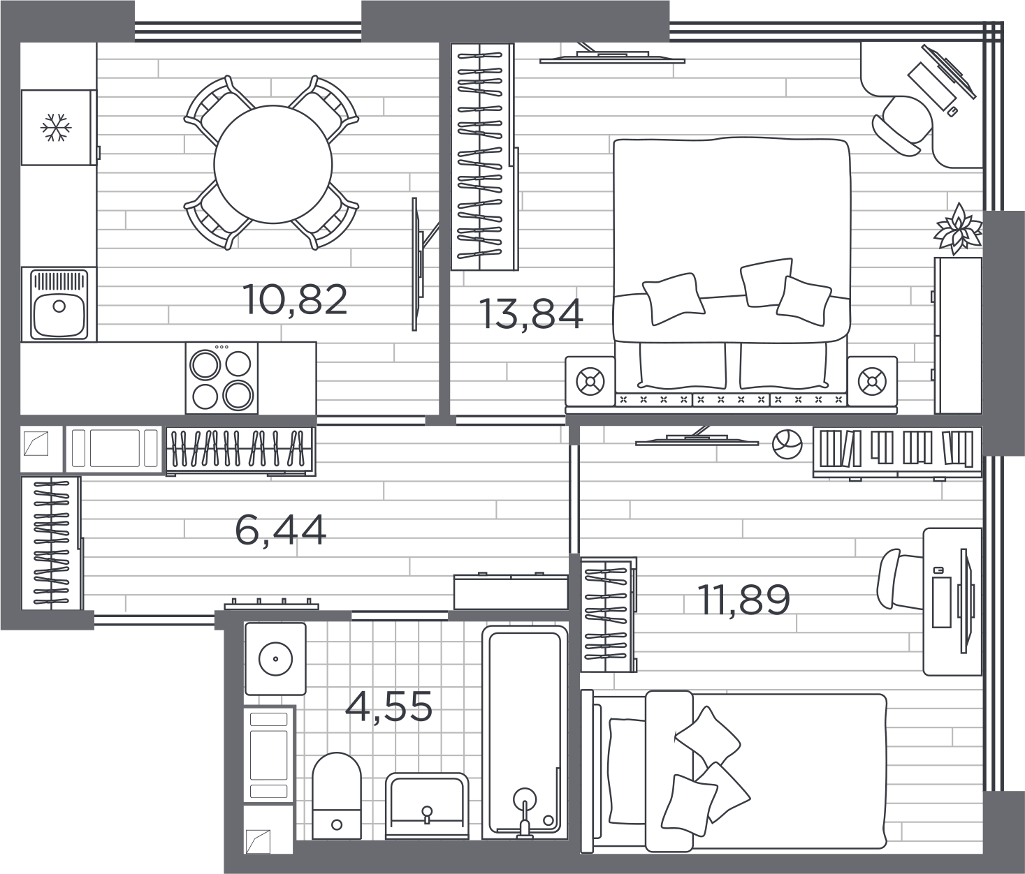 1-комнатная квартира (Студия) с отделкой в ЖК Новые Ватутинки. Заречный на 8 этаже в 1 секции. Сдача в 1 кв. 2025 г.