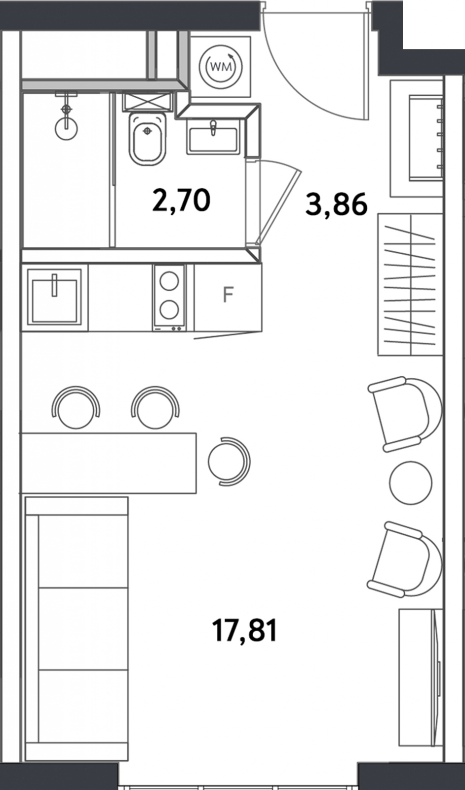 1-комнатная квартира (Студия) с отделкой в ЖК PLUS Пулковский на 2 этаже в 3 секции. Сдача в 4 кв. 2025 г.