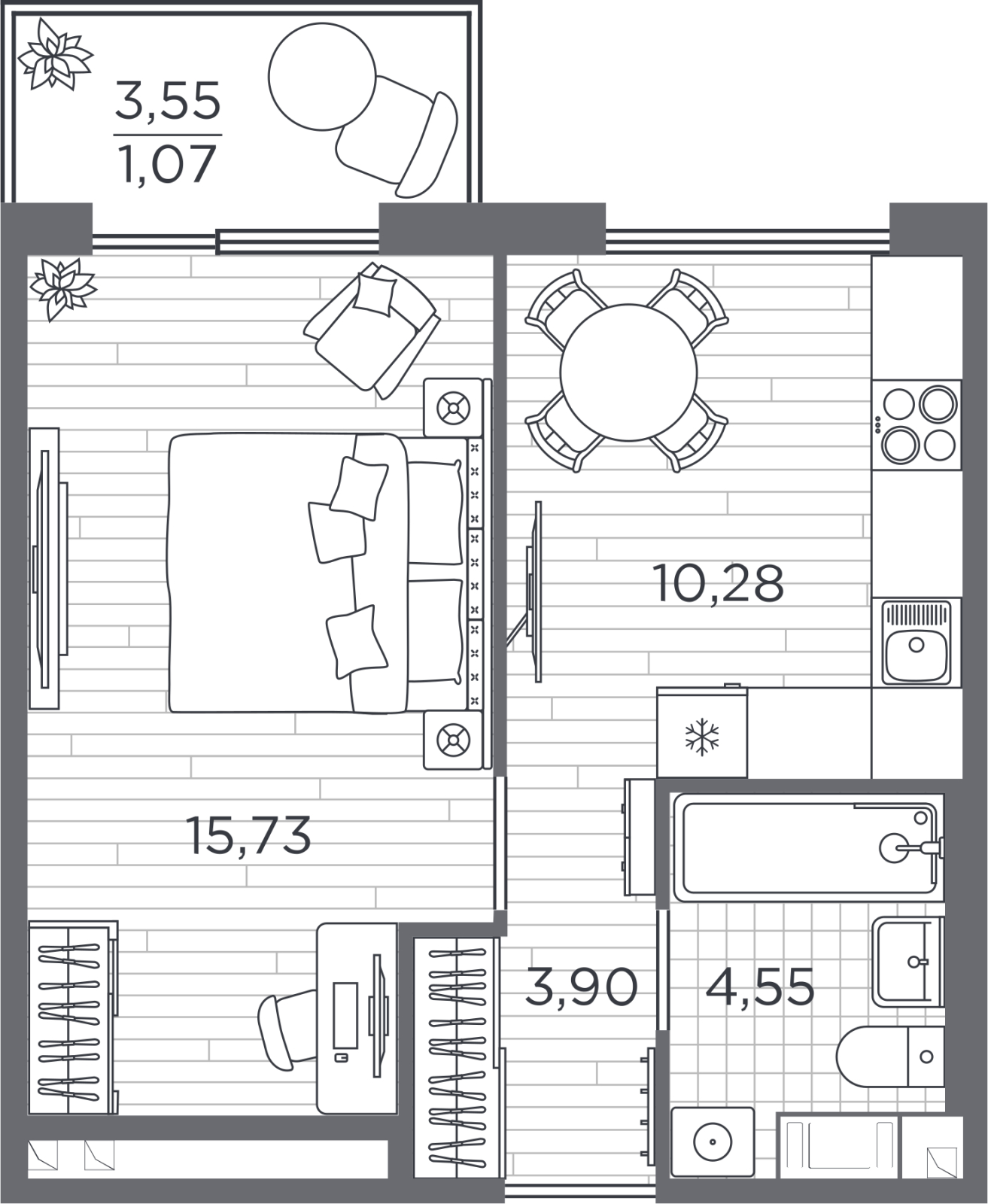 1-комнатная квартира (Студия) в Veren Nort Сертолово на 5 этаже в 1 секции. Сдача в 1 кв. 2027 г.