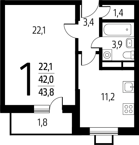 4-комнатная квартира в ЖК Тринити-2 на 10 этаже в 3 секции. Сдача в 3 кв. 2023 г.