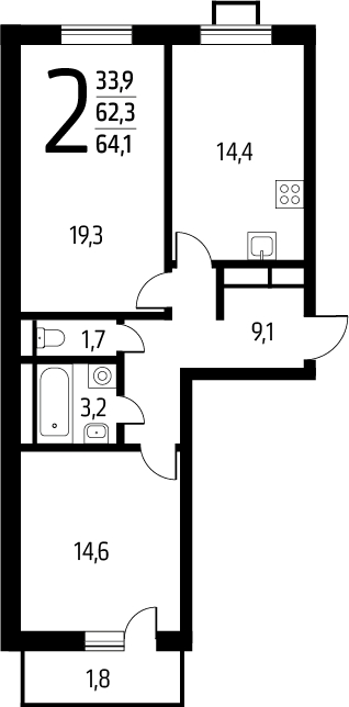 1-комнатная квартира (Студия) с отделкой в ЖК Янила Кантри на 5 этаже в 2 секции. Сдача в 4 кв. 2022 г.