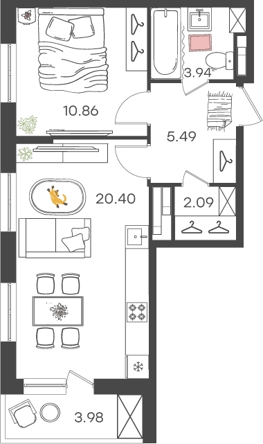 1-комнатная квартира (Студия) в Veren Nort Сертолово на 1 этаже в 1 секции. Сдача в 1 кв. 2027 г.