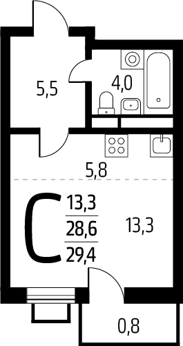 4-комнатная квартира в ЖК MYPRIORITY Dubrovka на 8 этаже в 5 секции. Сдача в 2 кв. 2025 г.
