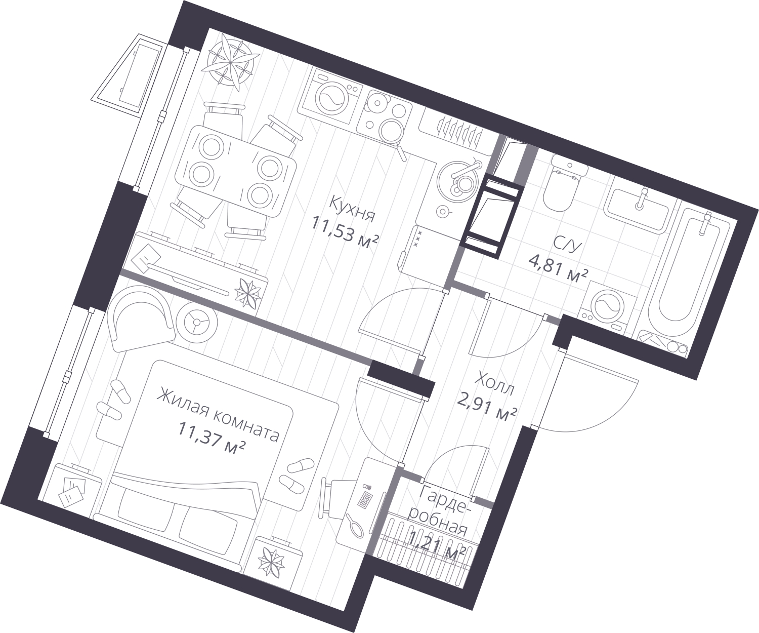 3-комнатная квартира с отделкой в ЖК Новые Ватутинки. Заречный на 11 этаже в 2 секции. Сдача в 1 кв. 2025 г.