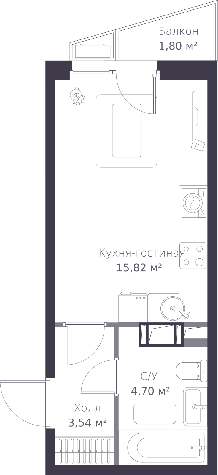 2-комнатная квартира в ЖК Преображенская площадь на 7 этаже в 3 секции. Сдача в 3 кв. 2025 г.