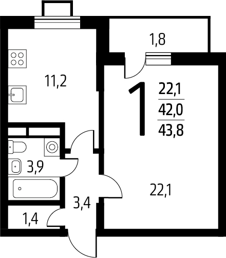 2-комнатная квартира с отделкой в ЖК Матвеевский Парк на 17 этаже в 2 секции. Сдача в 2 кв. 2024 г.