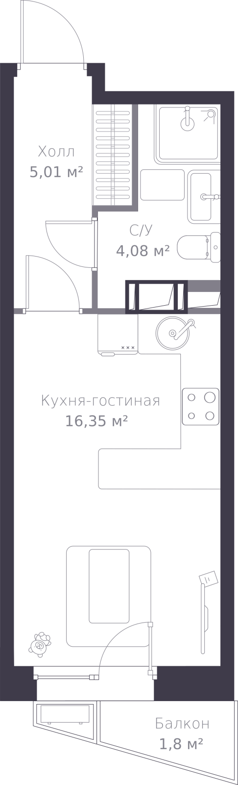 1-комнатная квартира с отделкой в ЖК Матвеевский Парк на 17 этаже в 2 секции. Сдача в 2 кв. 2024 г.