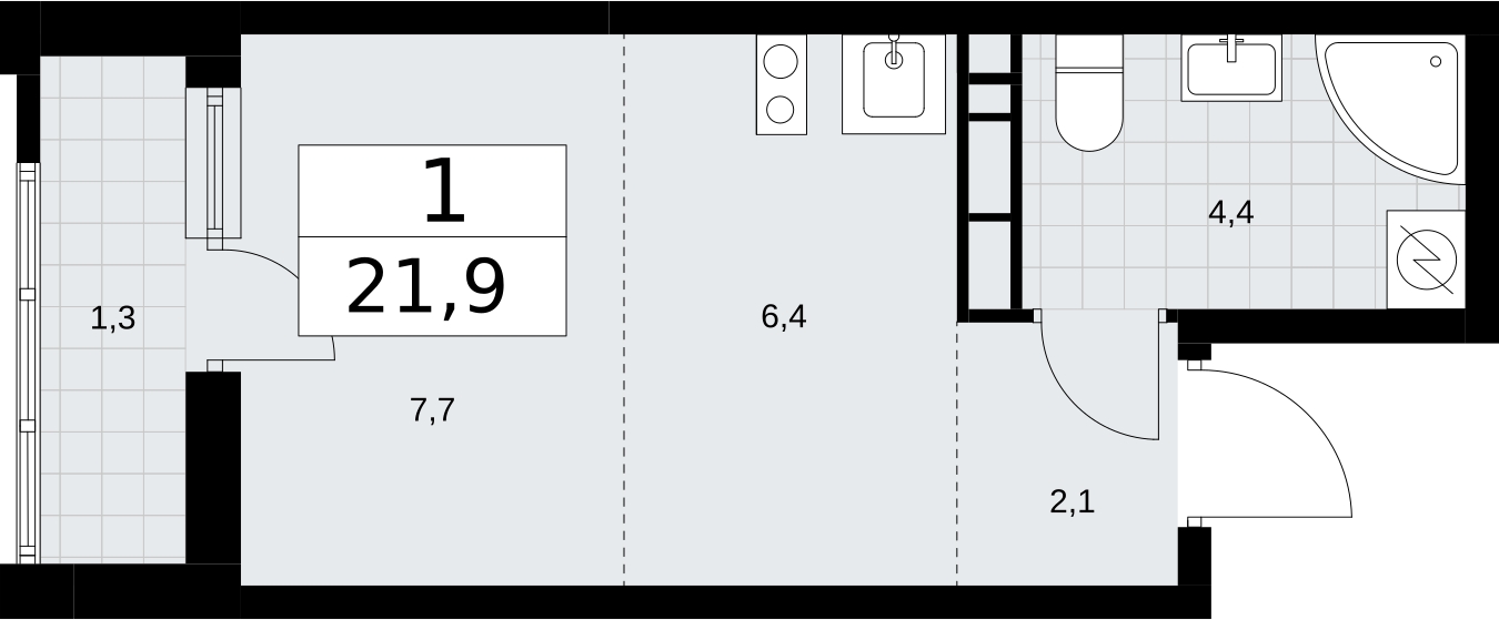 1-комнатная квартира с отделкой в ЖК Измайловский парк на 23 этаже в 1 секции. Сдача в 4 кв. 2024 г.