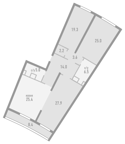 3-комнатная квартира в ЖК Розмарин на 11 этаже в 4 секции. Дом сдан.