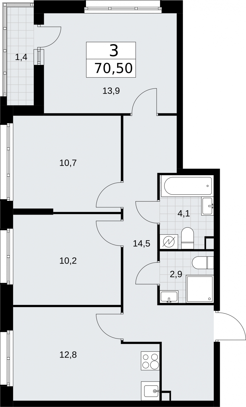 2-комнатная квартира с отделкой в ЖК Измайловский парк на 18 этаже в 1 секции. Сдача в 4 кв. 2024 г.