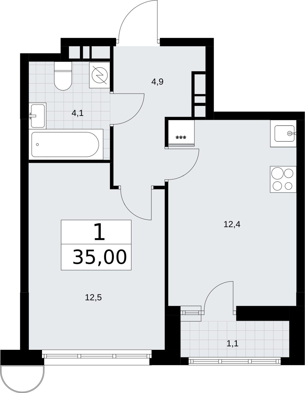 1-комнатная квартира с отделкой в ЖК Измайловский парк на 24 этаже в 1 секции. Сдача в 4 кв. 2024 г.