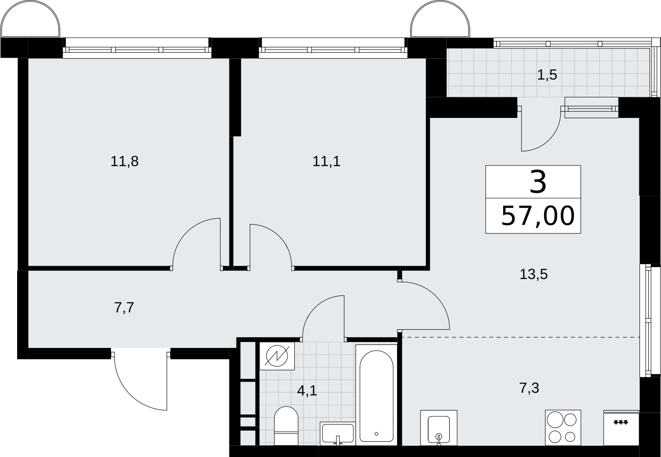 2-комнатная квартира с отделкой в ЖК Новая Жизнь на 23 этаже в 1 секции. Сдача в 2 кв. 2025 г.