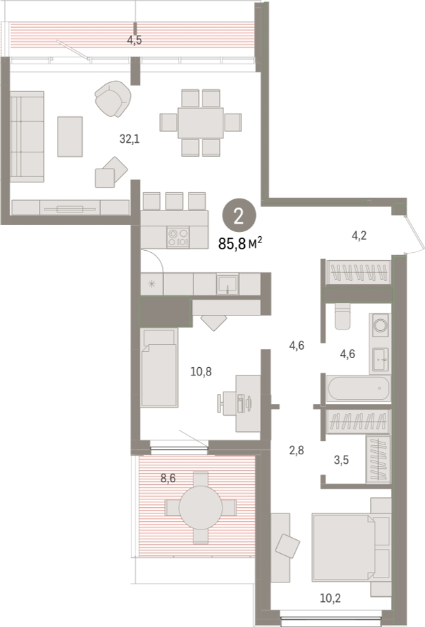 3-комнатная квартира в ЖК Миловидное на 8 этаже в 1 секции. Сдача в 1 кв. 2024 г.