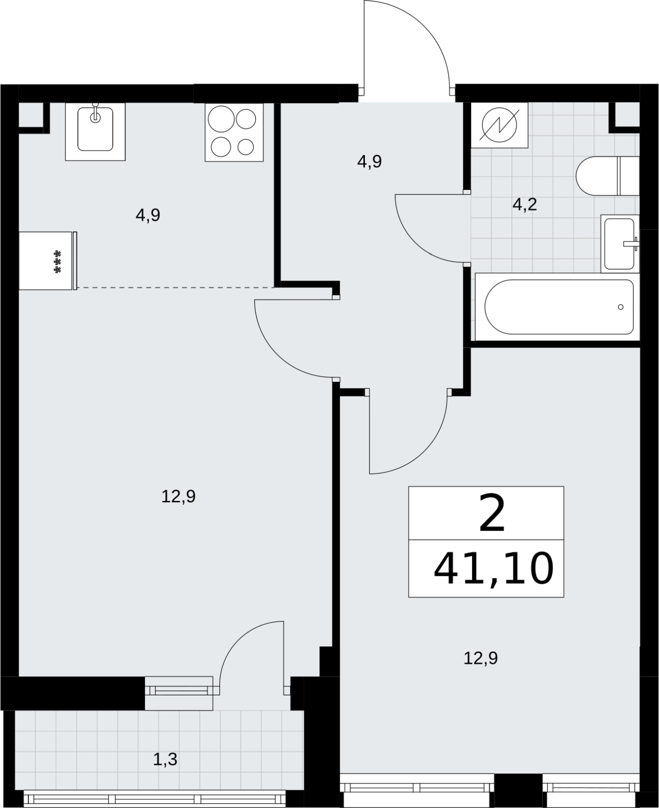 2-комнатная квартира в Veren Nort Сертолово на 2 этаже в 1 секции. Сдача в 1 кв. 2027 г.