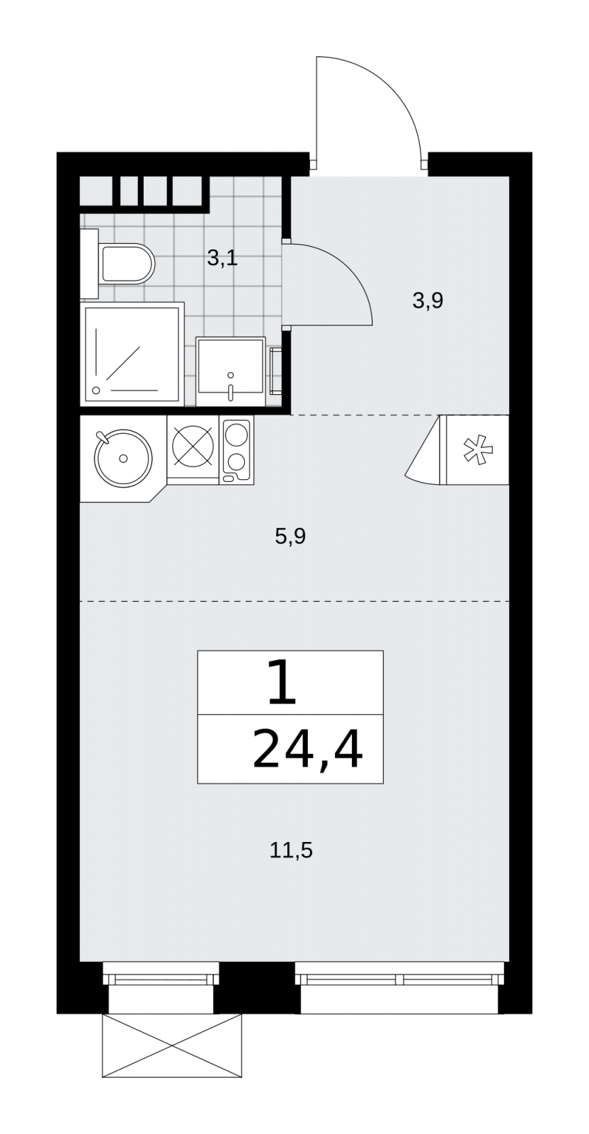 4-комнатная квартира в ЖК Скандинавия на 7 этаже в 2 секции. Сдача в 2 кв. 2026 г.
