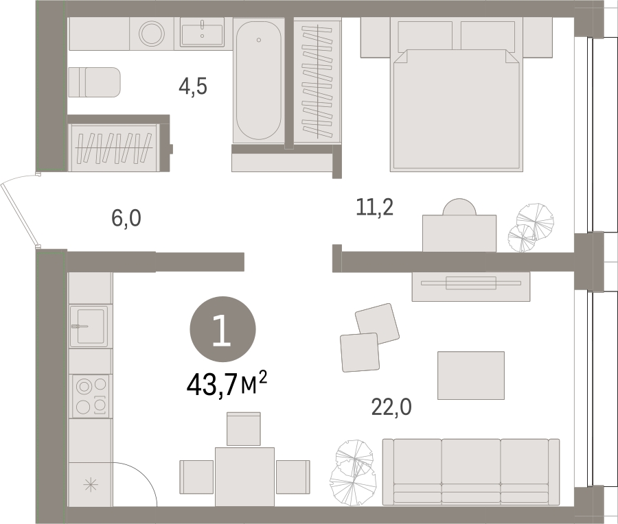 3-комнатная квартира в ЖК Миловидное на 9 этаже в 2 секции. Сдача в 1 кв. 2024 г.