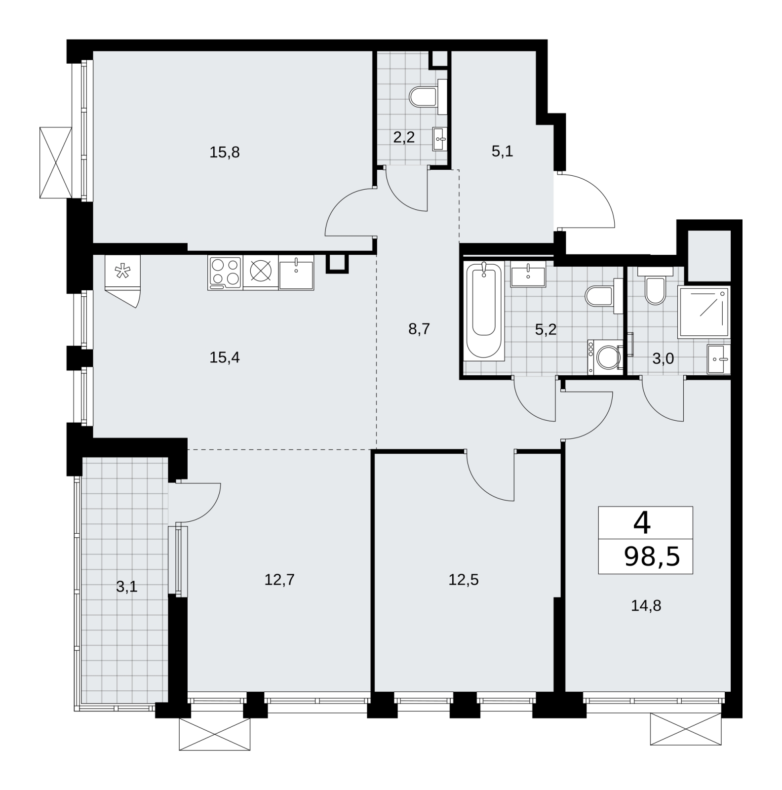1-комнатная квартира с отделкой в ЖК Скандинавия на 14 этаже в 1 секции. Сдача в 2 кв. 2026 г.