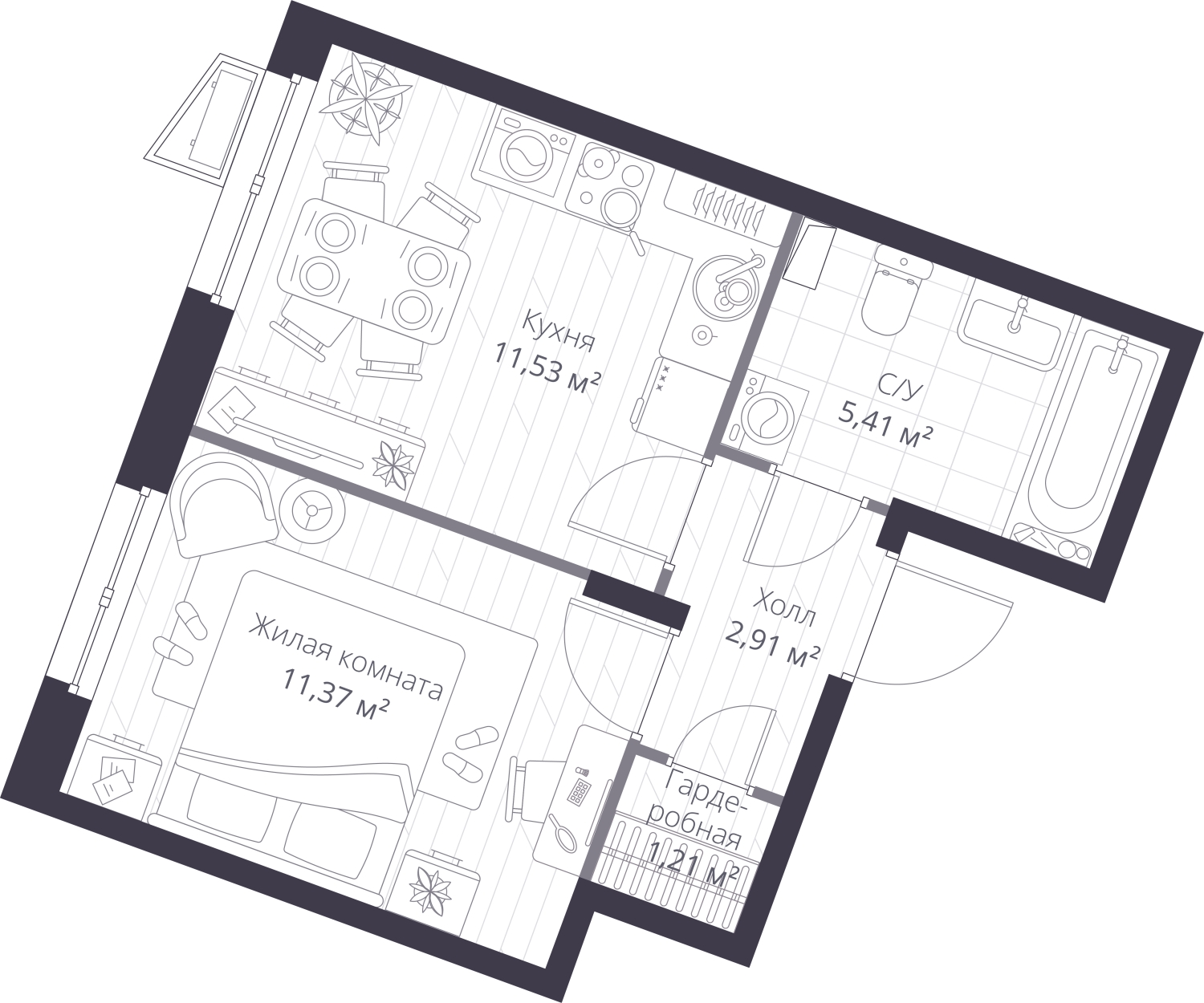 2-комнатная квартира с отделкой в Клубный дом Bogenhouse на 4 этаже в правое кры секции. Дом сдан.