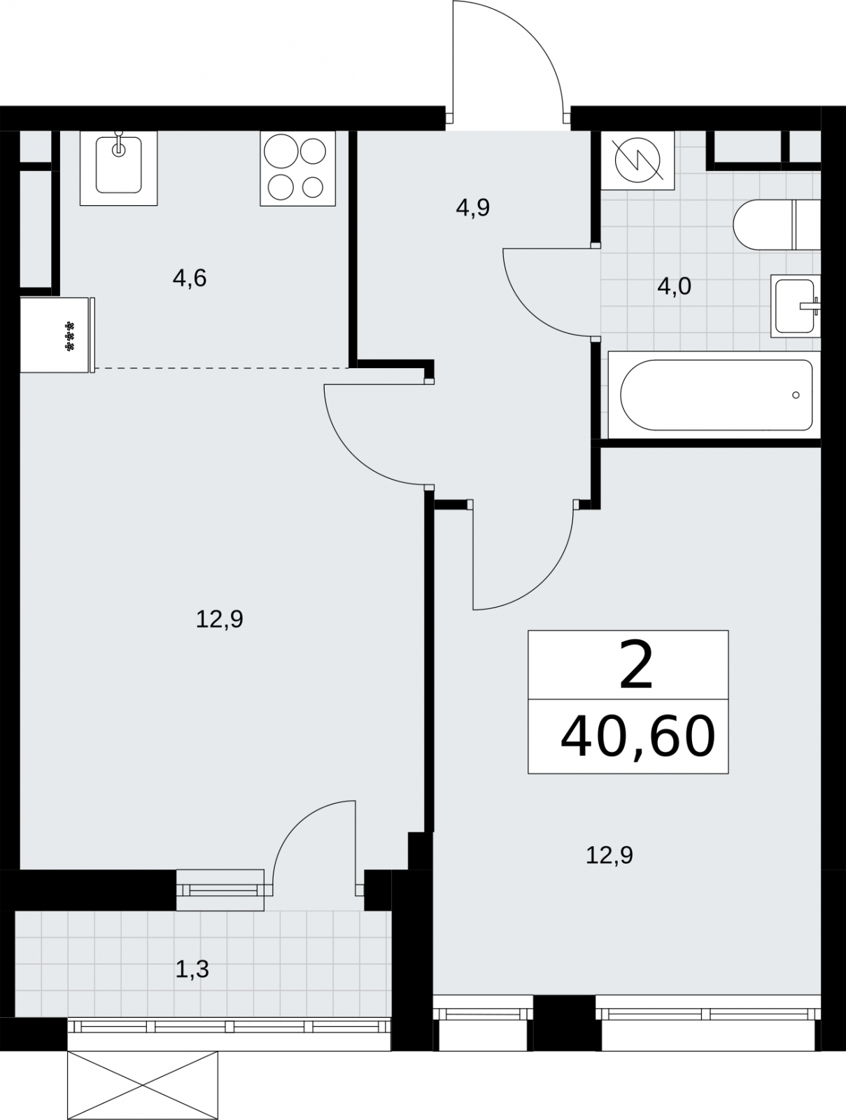 1-комнатная квартира (Студия) в ЖК Беринг на 7 этаже в 6 секции. Сдача в 4 кв. 2025 г.