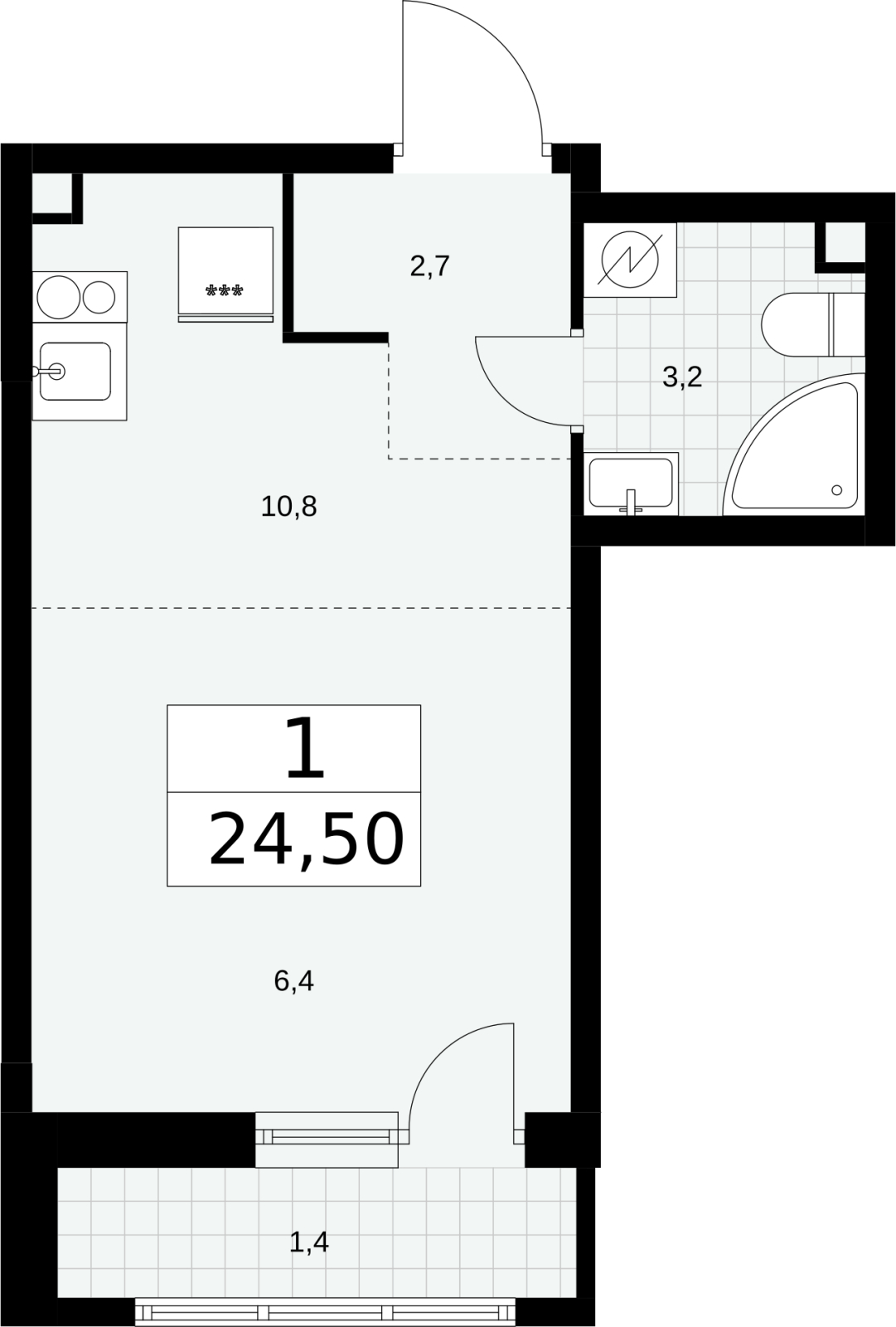 1-комнатная квартира (Студия) в Veren Nort Сертолово на 3 этаже в 1 секции. Сдача в 1 кв. 2027 г.