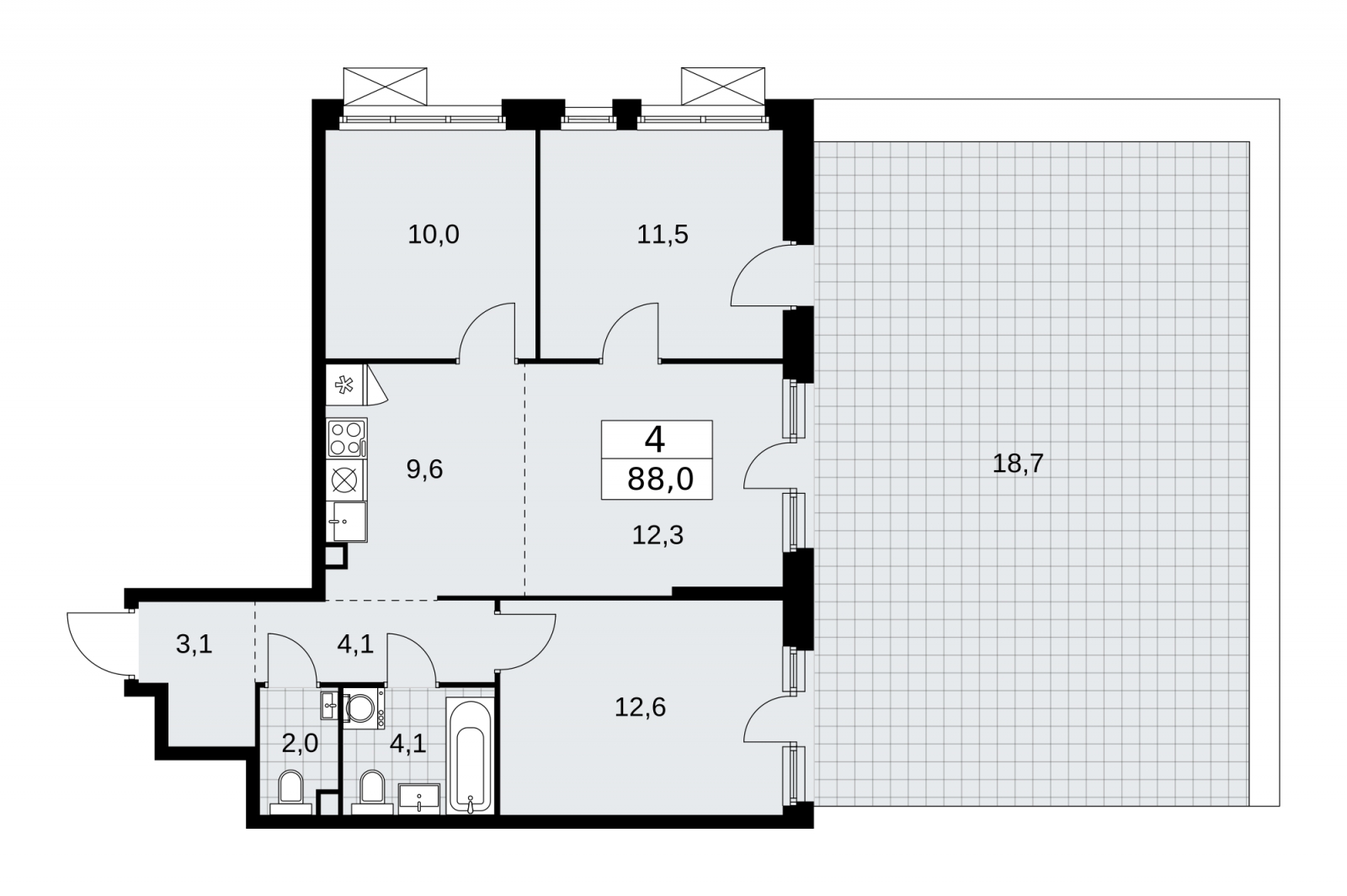 4-комнатная квартира с отделкой в ЖК Скандинавия на 15 этаже в 1 секции. Сдача в 2 кв. 2026 г.