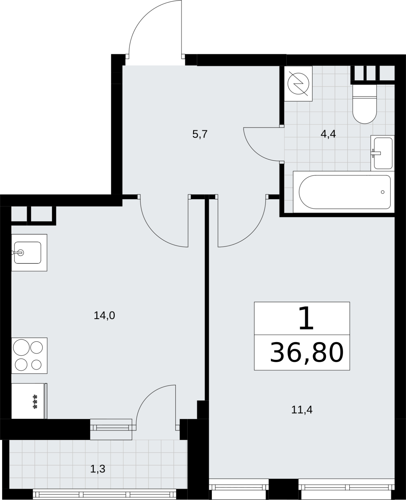 2-комнатная квартира с отделкой в ЖК Новая Жизнь на 16 этаже в 1 секции. Сдача в 2 кв. 2025 г.