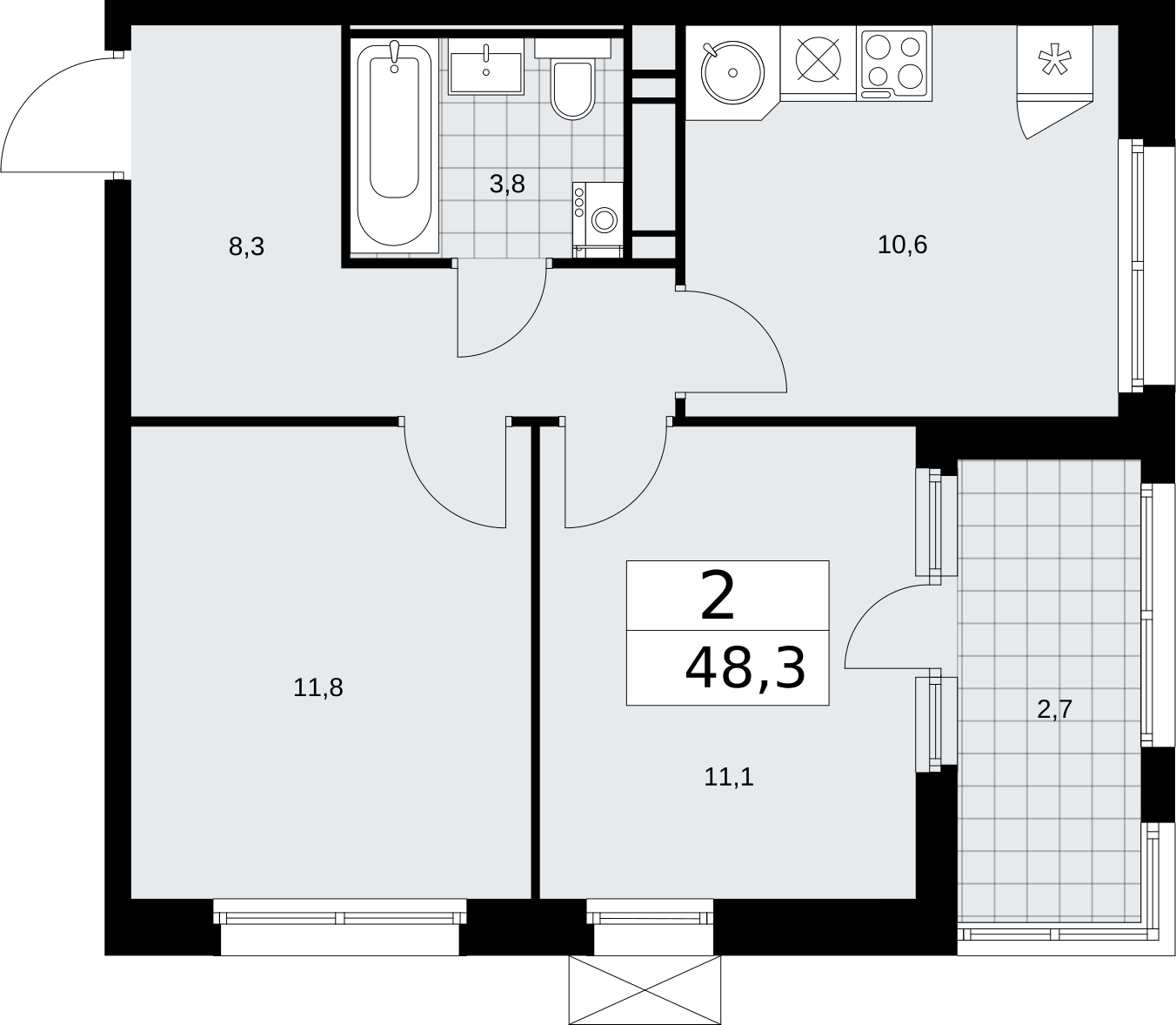 1-комнатная квартира (Студия) в ЖК Императорские Мытищи на 6 этаже в 9 секции. Сдача в 1 кв. 2024 г.