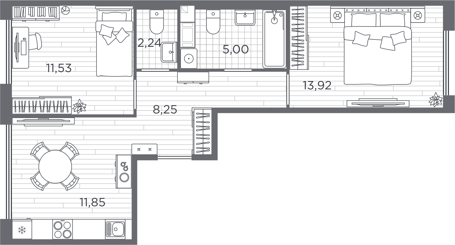 4-комнатная квартира с отделкой в ЖК Новая Жизнь на 22 этаже в 1 секции. Сдача в 2 кв. 2025 г.