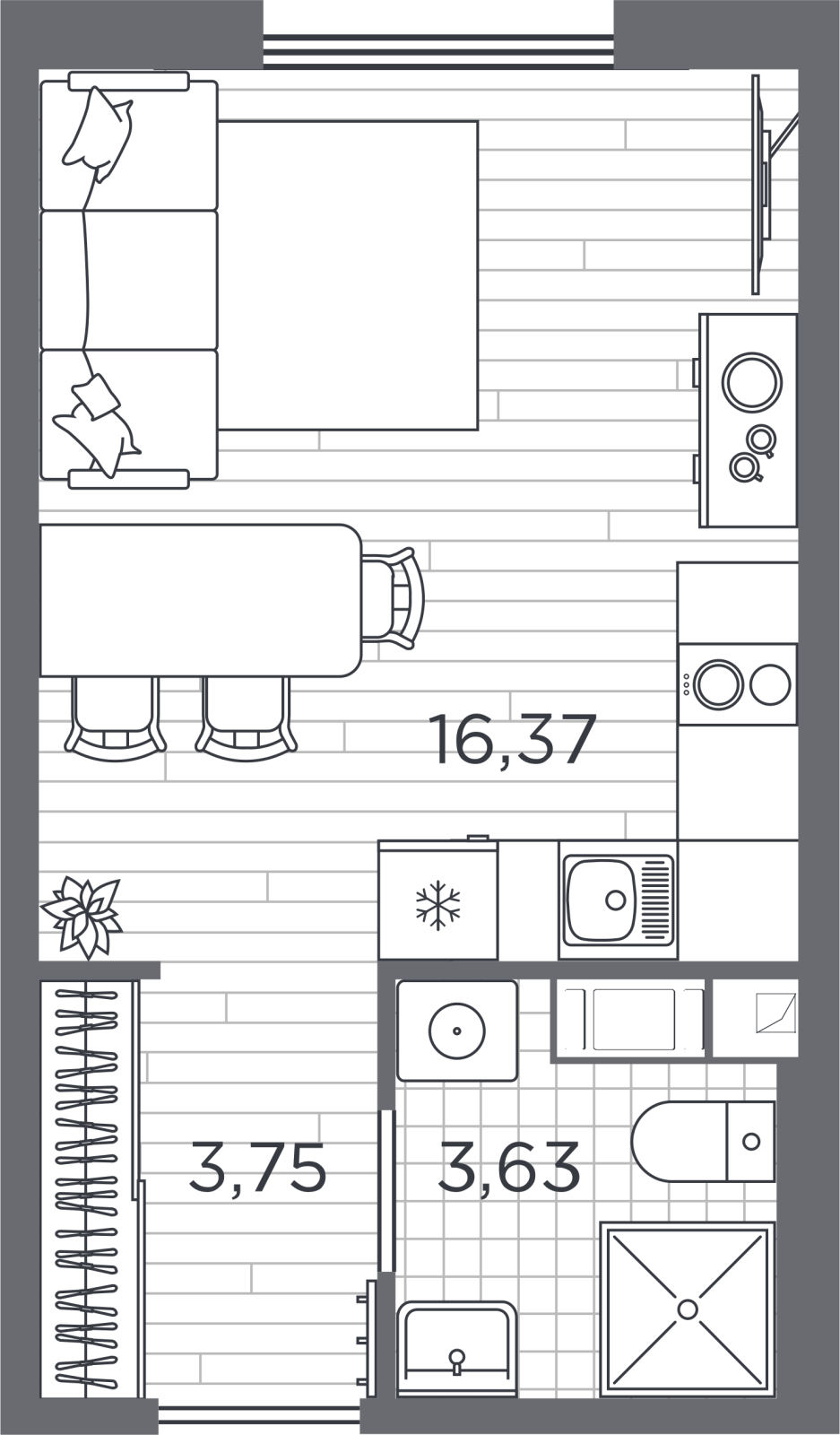 1-комнатная квартира (Студия) с отделкой в Veren Nort Сертолово на 3 этаже в 1 секции. Сдача в 1 кв. 2027 г.