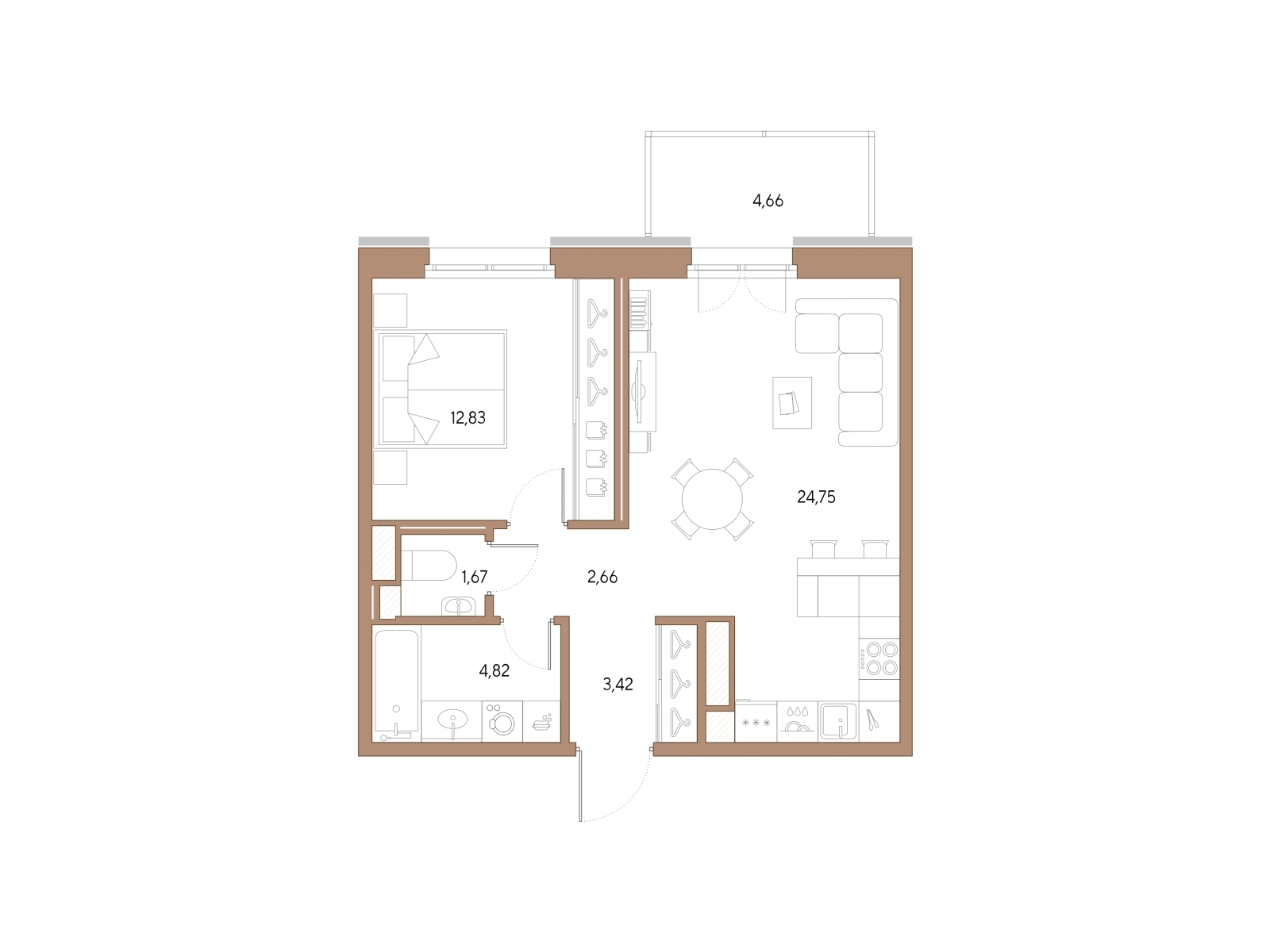 1-комнатная квартира (Студия) с отделкой в Veren Nort Сертолово на 7 этаже в 1 секции. Сдача в 1 кв. 2027 г.