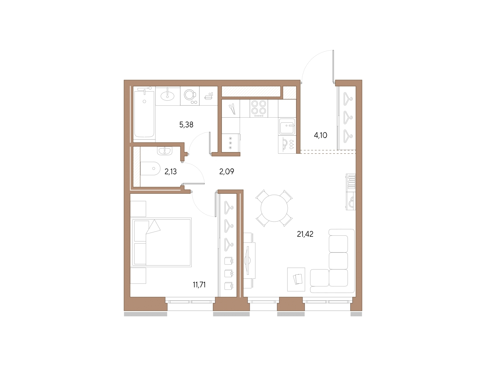 1-комнатная квартира в ЖК Беринг на 12 этаже в 4 секции. Сдача в 4 кв. 2025 г.