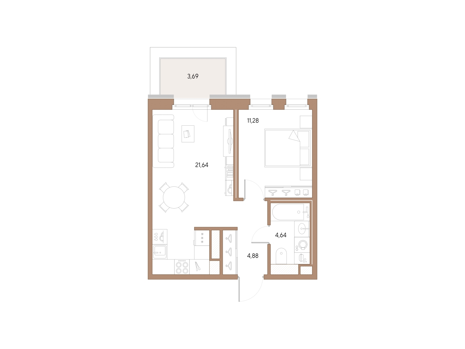 1-комнатная квартира (Студия) с отделкой в Veren Nort Сертолово на 9 этаже в 1 секции. Сдача в 1 кв. 2027 г.