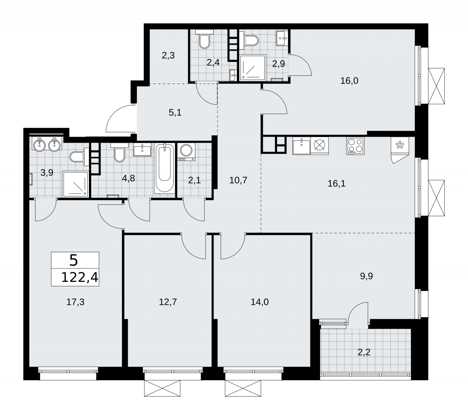 1-комнатная квартира (Студия) в ЖК Скандинавия на 6 этаже в 1 секции. Сдача в 2 кв. 2026 г.