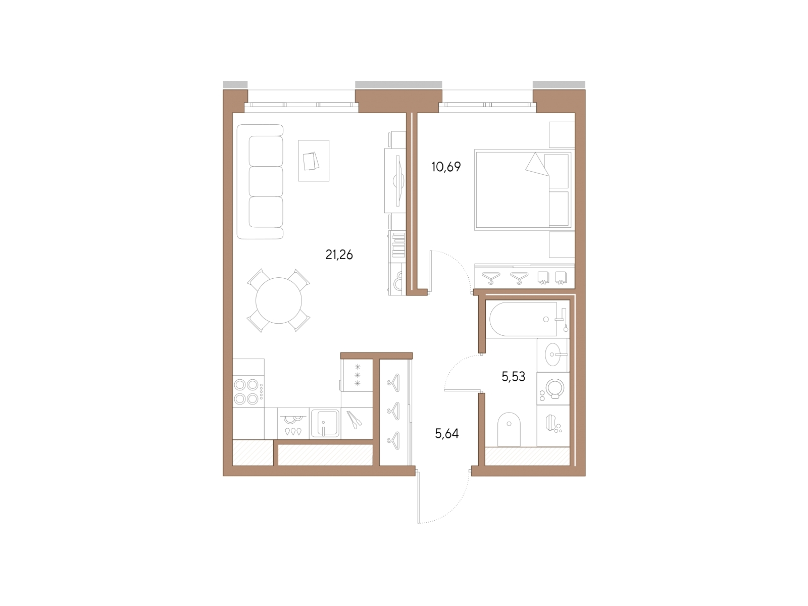2-комнатная квартира с отделкой в ЖК Новая Жизнь на 5 этаже в 1 секции. Сдача в 1 кв. 2027 г.