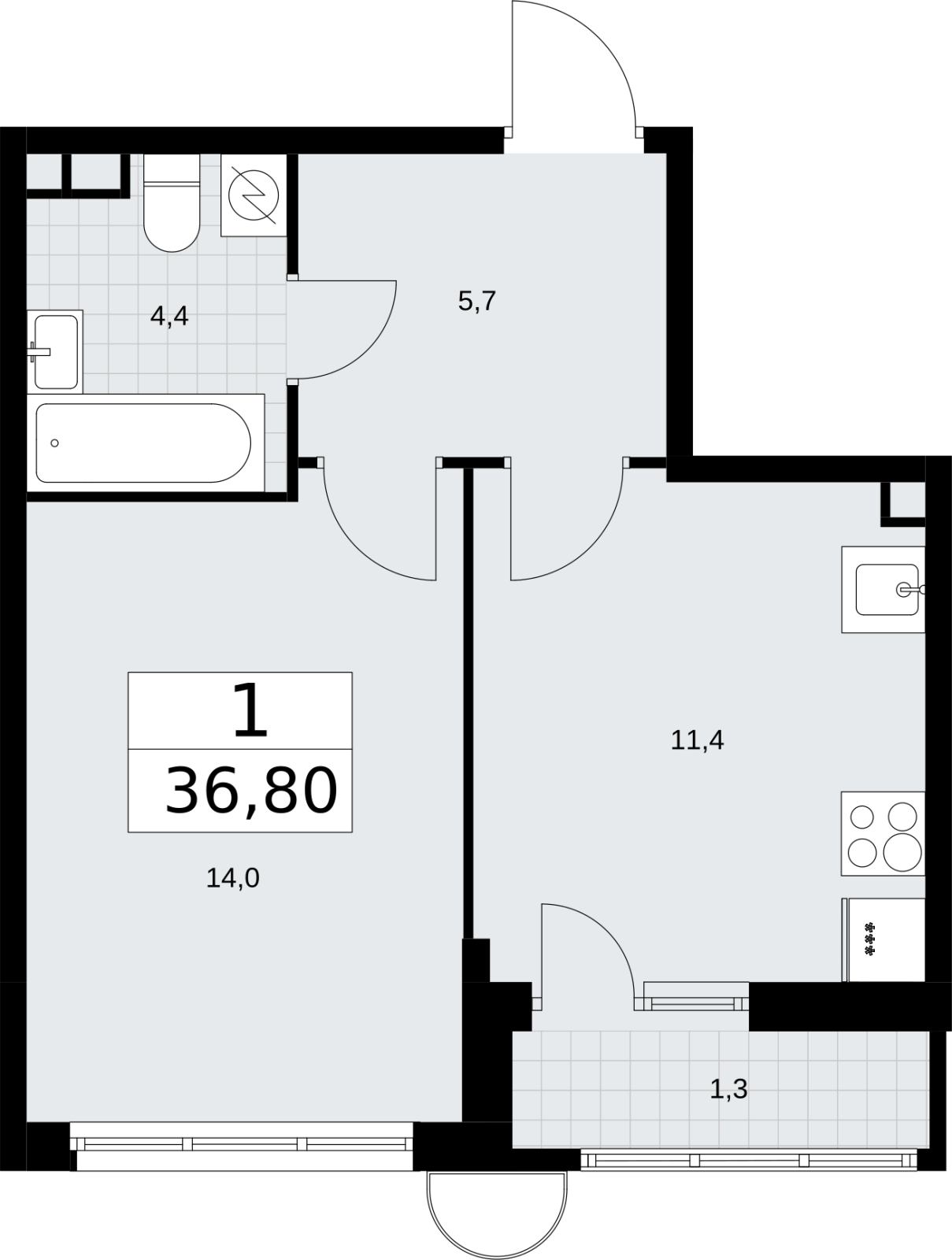 2-комнатная квартира с отделкой в ЖК Новая Жизнь на 2 этаже в 1 секции. Сдача в 1 кв. 2027 г.