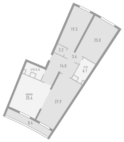 3-комнатная квартира в ЖК Розмарин на 11 этаже в 4 секции. Дом сдан.