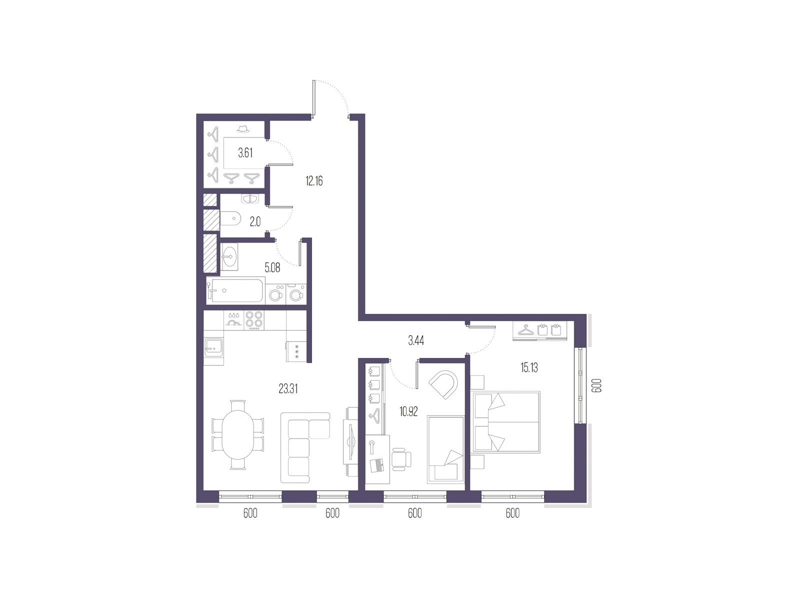 3-комнатная квартира в ЖК MYPRIORITY Basmanny на 6 этаже в 8 секции. Сдача в 3 кв. 2024 г.